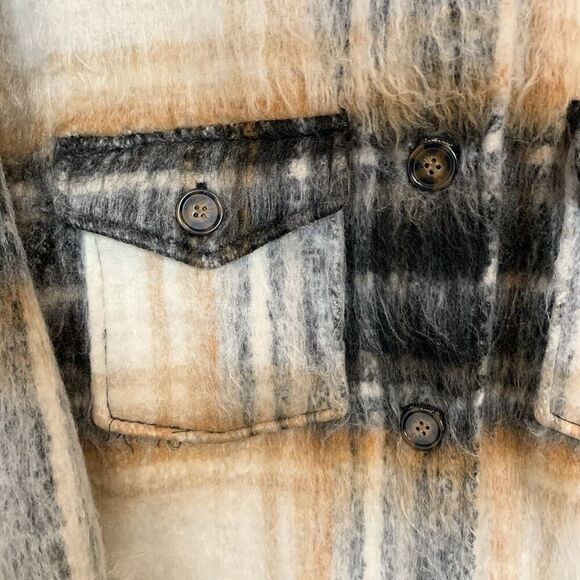 Forever 21 Womens Small Shacket Shirt Brown and Black Button Up Pockets NWT - Picture 6 of 7